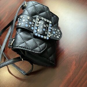 Black Quilted Women's Bag with Studded Strap
